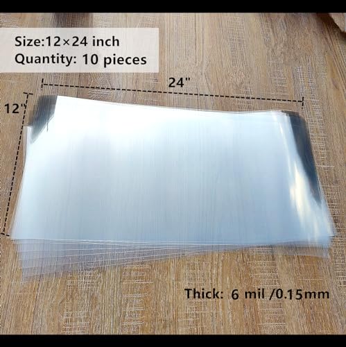 Clear Blank Stencil Sheet for Cutting. 10 Pack 12" x 24" 6mil (10 Count)