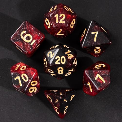 7 Die DND Dice Set Polyhedral Dice Set with a Leather Dice Bag (7 Count)