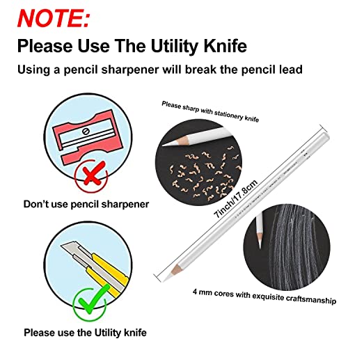 White Charcoal Pencils Set (6 Count)