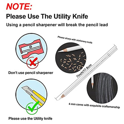 White Charcoal Pencils Set (6 Count)