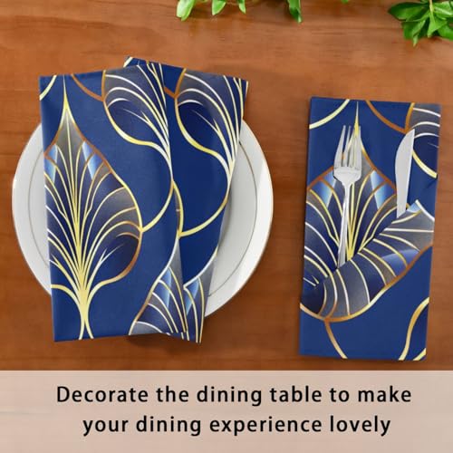 Art Deco Floral Royal Blue & Gold Cloth Napkins Set of 1