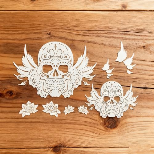 A4 Reusable Flying Skull Wings Stencil for Painting