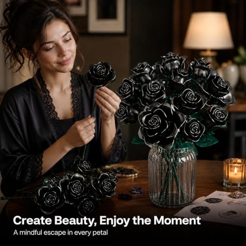 Black Roses Bouquet Building Set