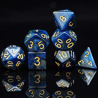 7 Die DND Dice Set Polyhedral Dice Set with a Leather Dice Bag (7 Count)