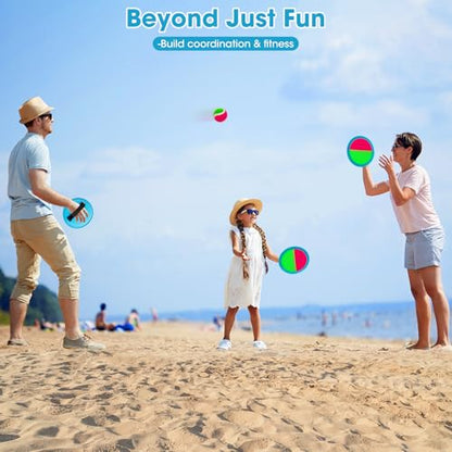 Toss and Catch Ball Set Boys Toys Outdoor Toys Yard Games Outside Games Beach Toys for Kids Ball and Catch Game with 4 Paddles and 4 Balls [Upgraded Version] (9 Count)