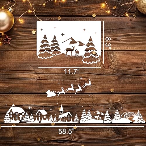 Christmas Window Stencils for Glass 58.5" Window Snow Spray Stencils (6 Count)