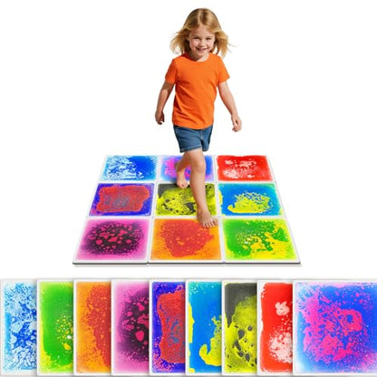 Liquid Sensory Floor Tiles for Kids (9 Count)