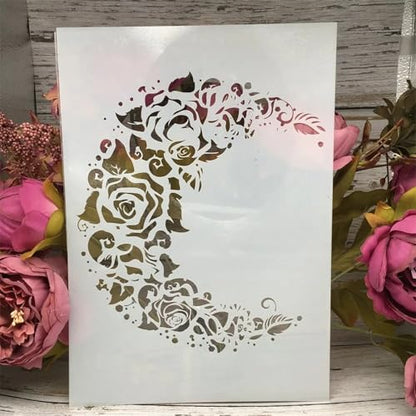 A4 Reusable Moon Flower Stencil for Painting