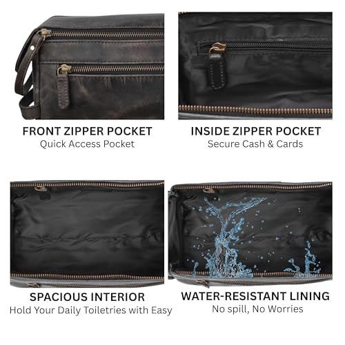 Full Grain Leather Toiletry Bag for Men & Women