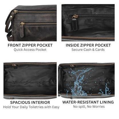 Full Grain Leather Toiletry Bag for Men & Women