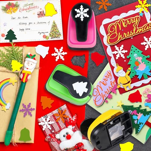 Paper Punch Set 1 inch Hole Punch Shape 3 Pcs Christmas Punches for Crafts (3 Count)