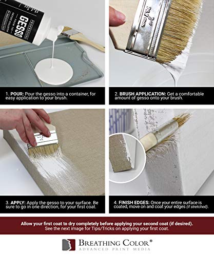 White Gesso Canvas Primer 32 oz Give Your Art The Ultimate Base Prime! Keep Paint from Absorbing! Whether Acrylics (32 Fl Oz)