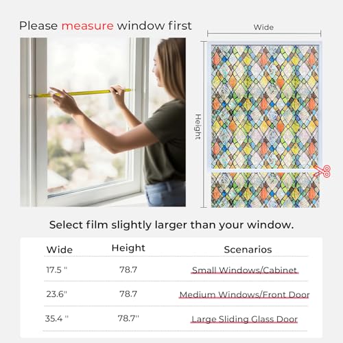 Rainbow 3D Window Stained Glass Privacy Film Decorative (2777.78 sq inches sq inches)