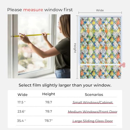 Rainbow 3D Window Stained Glass Privacy Film Decorative (1378.15 sq inches sq inches)