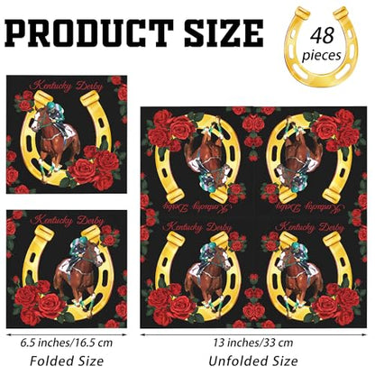 48 Pieces Horse Racing Paper Napkins Disposable Party Napkins Horse Racing Cocktail Dinner Napkin Set 13" x 13" Unfolded for Sports Horse Theme Party Supplies (48 Count)