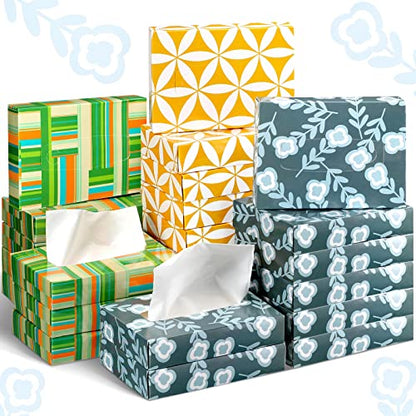24 Packs 960 Sheets Tissue Cube Car Facial Boxes Disposable Facial Travel Tissues Holder Soft Watercolor Boxes 2 Ply 40 Sheets for Wedding Household Car Kitchen Bathroom (960 Count)