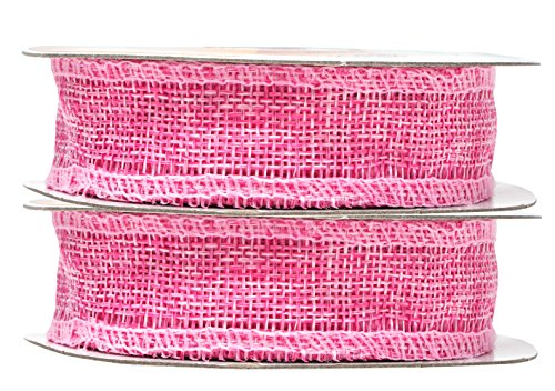 1 Inch Wide Pink Burlap Ribbon for Crafts (60 Feet)