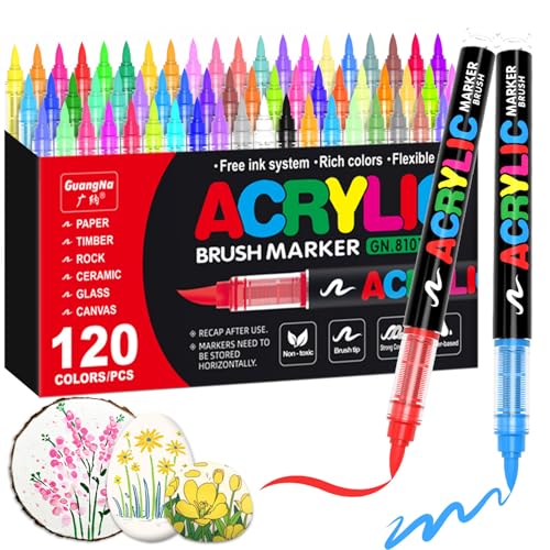 120 Colors acrylic paint markers for stones (120 Count)