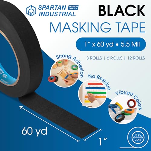 1" X 60 yd Black Masking Tape (12 Count)