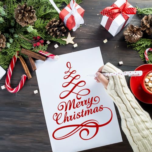 Christmas Stencils for Crafts Reusable Let It Snow Stencil for Porch Signs (12 Count)