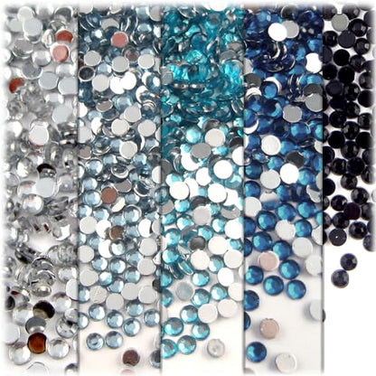 5-PK Set (7,200-Piece), Round 3mm Rhinestones, Flatback, Gray Tones (7200 Count)