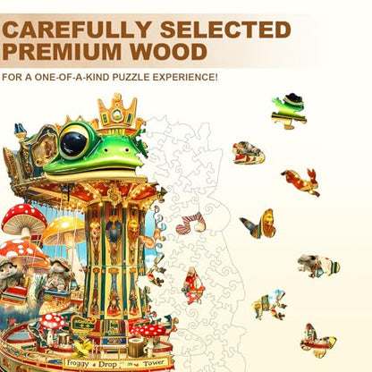 Frog Drop Tower Puzzles Adults Gifts for Women Men Wooden 215 Pieces 13.4 * 10.8in