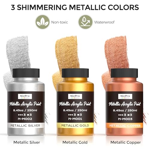 Acrylic Paint Set Metallic (25.35 Fl Oz)