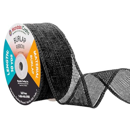 1 1 2 Inch Wide Black Burlap Ribbon for Crafts (60 Foot)
