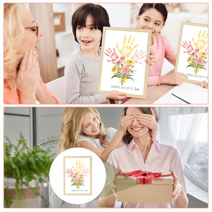 Flower Bouquet Handprint Art Craft DIY Kit Mother's Day Gifts from Daughter or Son Children Adults Handprint Keepsake for Mom Grandma Birthday Gifts Christmas (8 Count)
