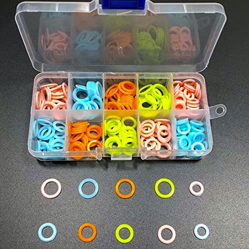 240PCS Round Knitting Stitch Rings Plastic Crochet Stitch Markers with 10 Grid Storage Box Sewing Accessories