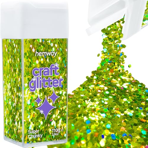 Craft Glitter Shaker Lime Green Holographic 110g Super Chunky (3.9 Ounce)