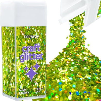 Craft Glitter Shaker Lime Green Holographic 110g Super Chunky (3.9 Ounce)