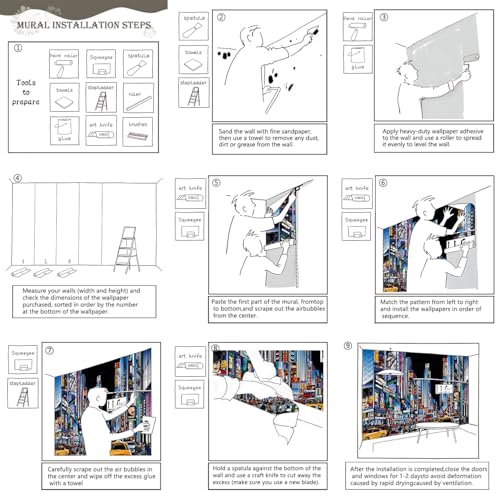 Hand Painted New York City Wallpaper wall murals for Bathroom 159"x107"