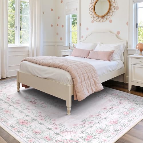 Floral Bow Pink Rug for Bedroom