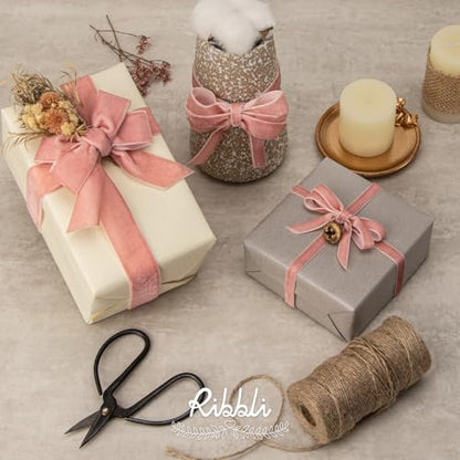 Rose Gold Velvet Ribbon 1 Inches Continuous10 Yard Spool Dusty Pink Christmas Ribbon for Gift Wrapping Crafts Home Decor