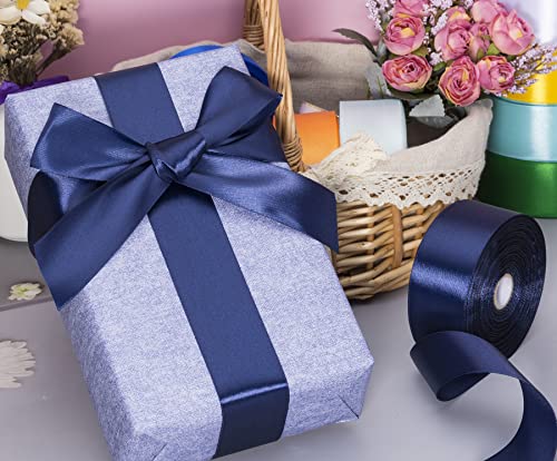 1 1 2 Inch Navy Solid Satin Ribbon for Gift Wrapping (150 Foot)