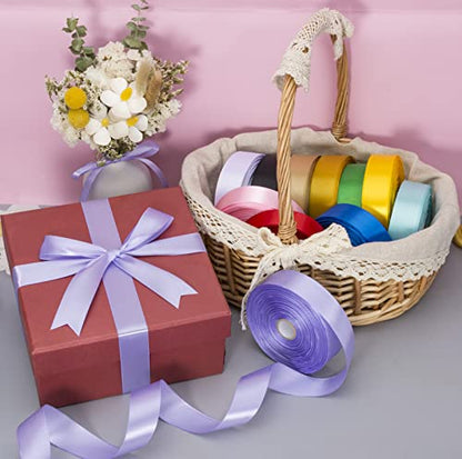 1 Inch Violet Solid Satin Ribbon for Gift Wrapping