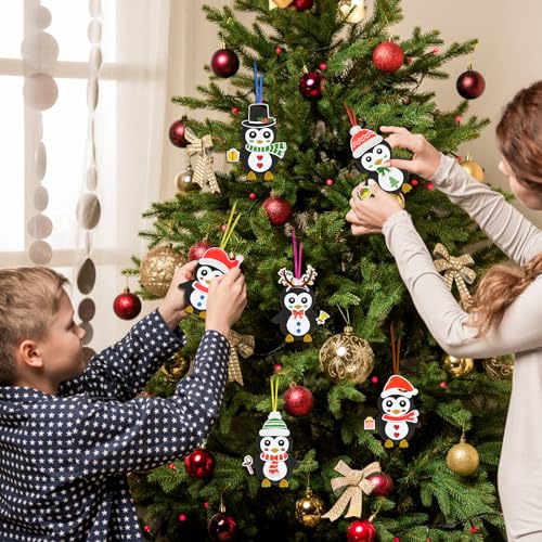 12 Pack Penguin Crafts for Kids Make You Own Penguin Foam Christmas Ornaments DIY Arts and Crafts for Kids Girls Boys Chirstmas Party Supplies Winter Xmas Tree Decoration (12 Count)