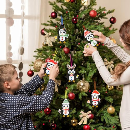 12 Pack Penguin Crafts for Kids Make You Own Penguin Foam Christmas Ornaments DIY Arts and Crafts for Kids Girls Boys Chirstmas Party Supplies Winter Xmas Tree Decoration (12 Count)
