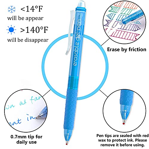 15 Colors Retractable Erasable Gel Pens Clicker (15 Count)