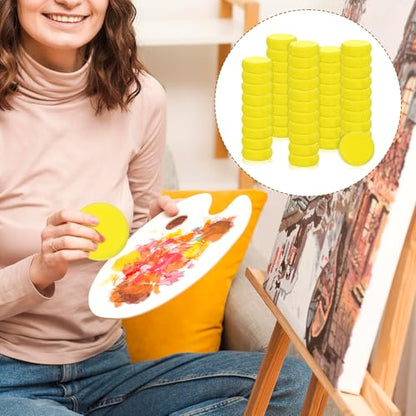 50 Pack Painting Sponge Pottery Sponges 2.9 inch Round Sponge Clay sponges for Pottery Yellow Artist Sponges for Face Painting Pottery Ceramics Art Crafts (50 Count)