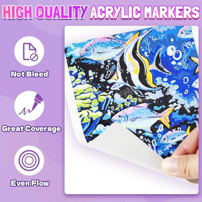 PAINT 136 Colors Acrylic Paint Markers Brush Tip for Coloring (136 Count)