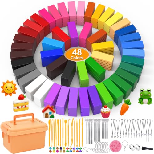 130 Pcs Polymer Clay Kit 48 Colors Oven Bake Clay 40g Large Block