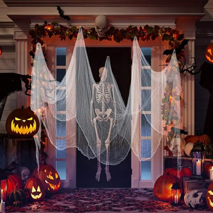 Halloween Cheese cloth 39.37 x 393.7 Inch White Cheesecloth Roll for Crafts Large Cotton Muslin Gauze Fabric for Halloween Outdoor & Indoor Spooky Decoration