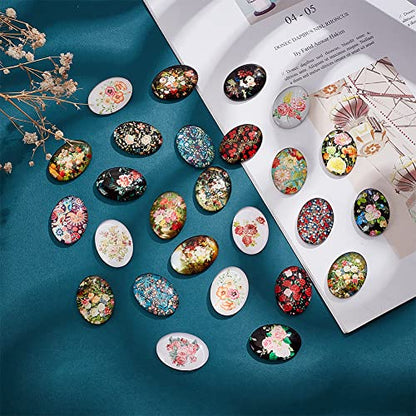 50pcs Oval Glass Cabochons