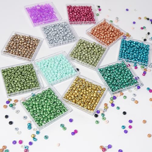 11200pcs Glass Seed Beads for DIY Crafting Bracelet Necklace Embroidery Jewelry Making Supplies (11200 Count)