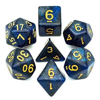 7 Die DND Dice Set Polyhedral Dice Set with a Leather Dice Bag (7 Count)