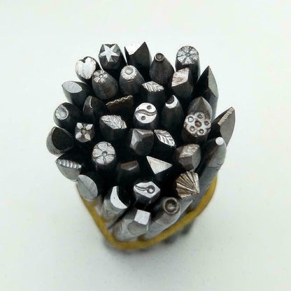 36Pcs Mixed Size Metal Jewelry Making Stamping Punch Kit P0J1 Set Flower S8G6