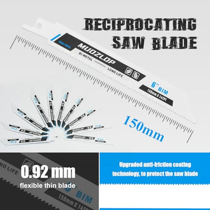 10Pack 6inch 14TPI Metal Reciprocating Saw Blades Set (10 Count)