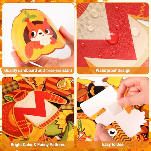 176 Pcs Fall Bulletin Board Decorations Letters Numbers Alphabet Autumn Paper Cutouts Punctuation Symbols Combo Set Thanksgiving Classroom Decorations for School Chalkboard Party Teacher (176 Count)